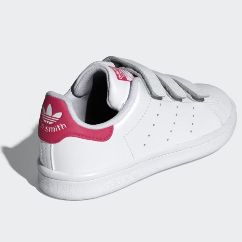 NIB Adidas Sz 2 Kids Pink Stan Smith Comfort Closure Velcro Sneaker Shoes R $70! - Picture 4 of 14